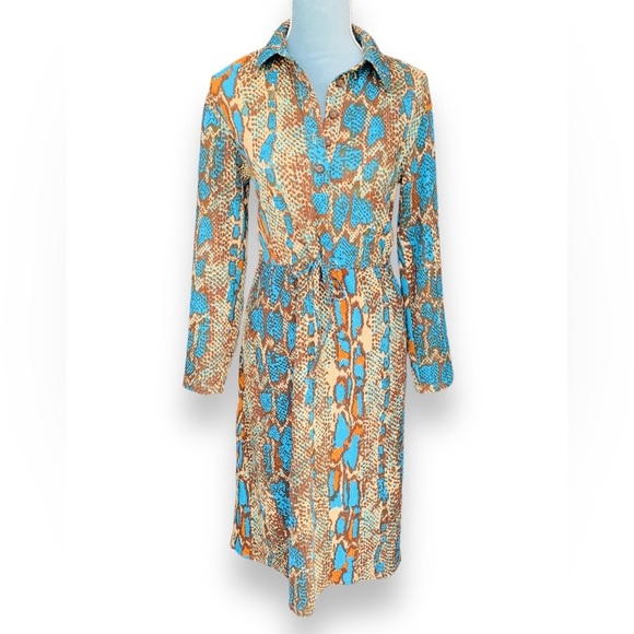 Zara Snake Print Midi Long Sleeve Dress Size Small NWT - Picture 4 of 12